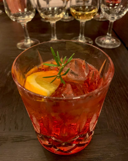 whisky cocktail with rosemary sprig